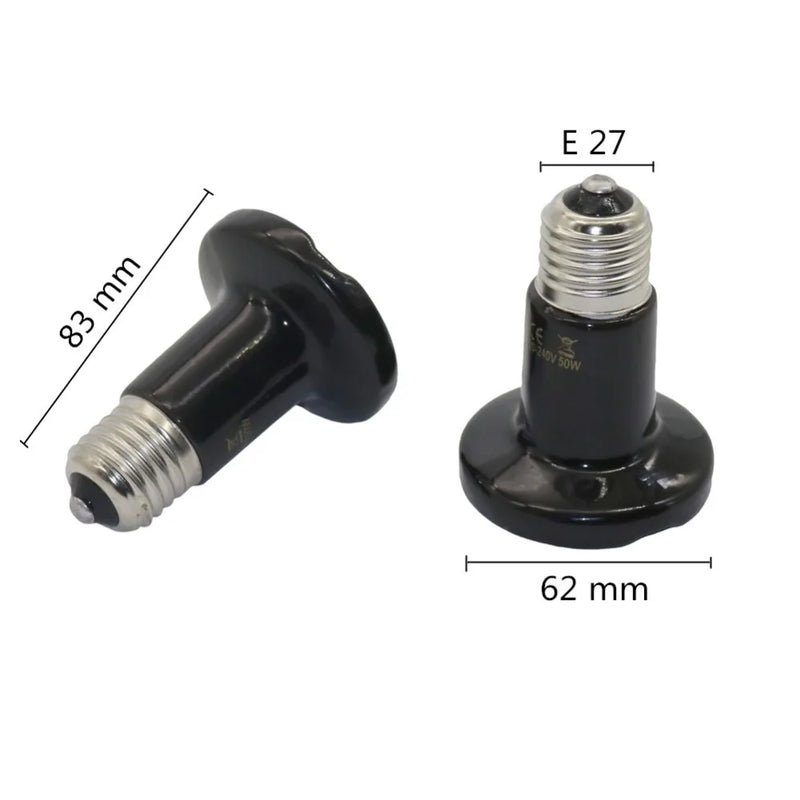 Lâmpada de Cerâmica para aquecimento de Répteis . Não emite radiação UV . 25W 50 W 75 W e 100 W
