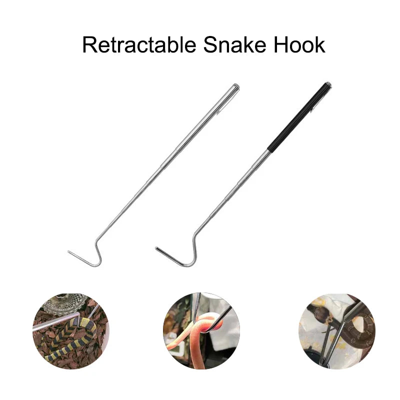 Gancho de cobra retrátil, ferramenta profissional para captura de cobras, gancho prático de aço inoxidável para répteisk Extended Length snake tongs